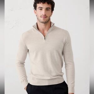 Banana Republic Men's Oatmeal Quarter Zip-Up Sweater